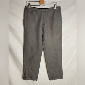 All Saints Women’s puppy tooth wool linen blend trousers 34‎ cuffed suit pants